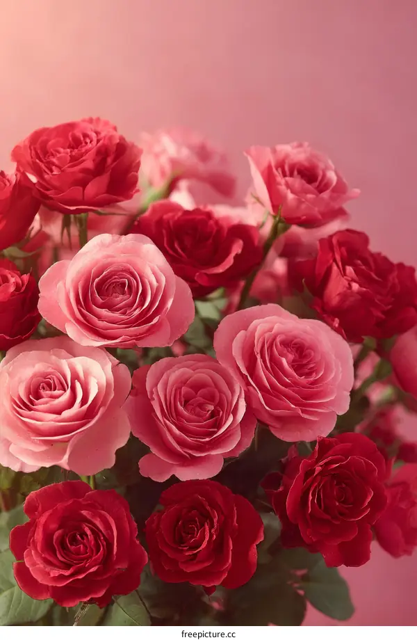 Beautiful Bouquet of Pink and Red Roses