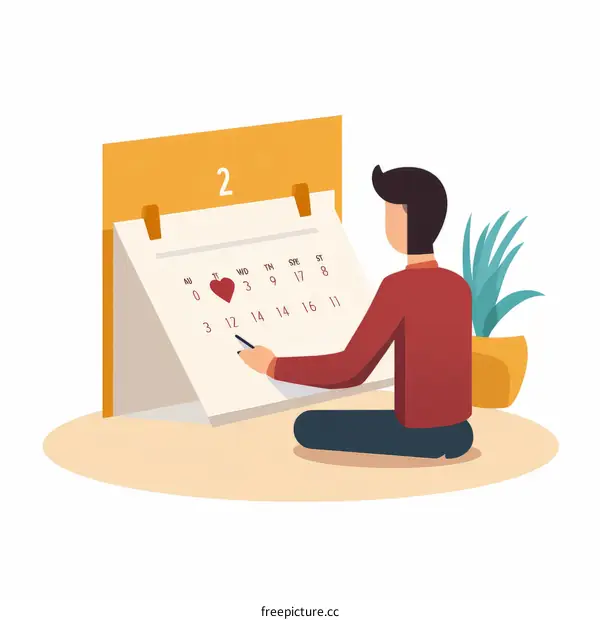 Man marking a date on a calendar