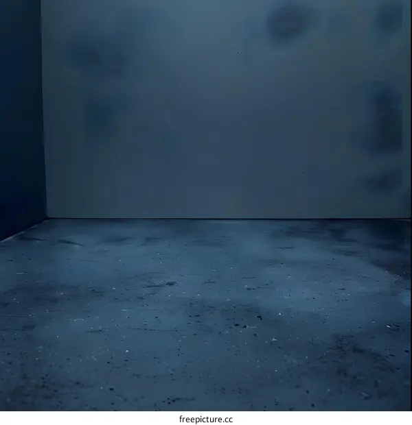 Empty Room With Concrete Floor and Dark Blue Walls