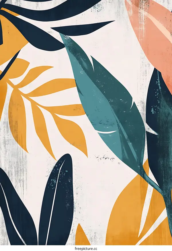 Abstract Tropical Leaves Illustration