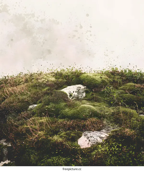 Green Moss with White Background