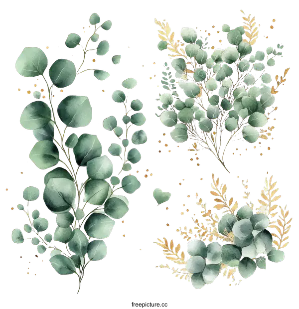 [Transparent Background PNG]Watercolor Eucalyptus Floral Arrangement