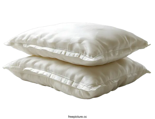 [Transparent Background PNG]Two white pillows stacked on top of each other