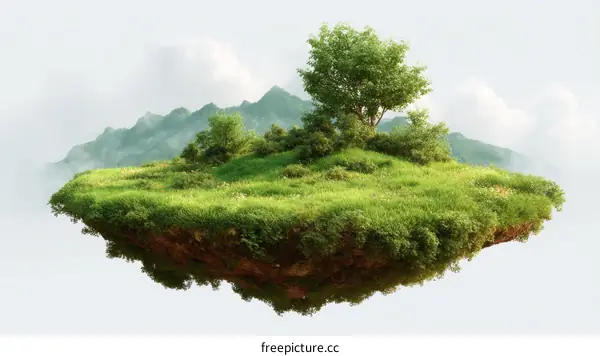 Floating Island Landscape Illustration