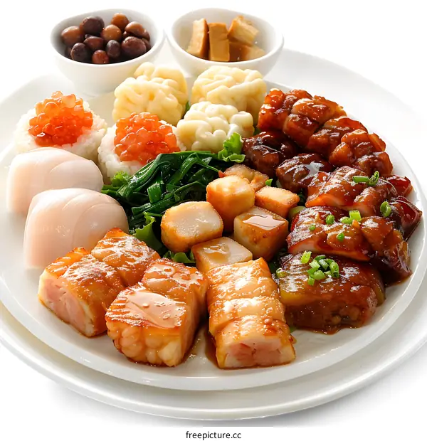 Chinese Food Platter with Various Dishes