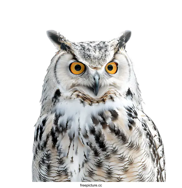 [Transparent Background PNG]Intense Owl Gaze on White Background
