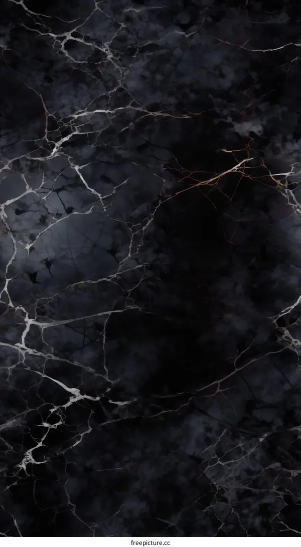 Black and white marble texture with copper mineral veins