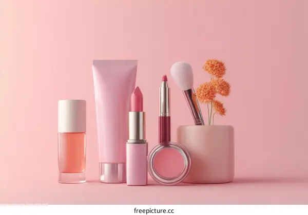 Pink Cosmetic Products Display