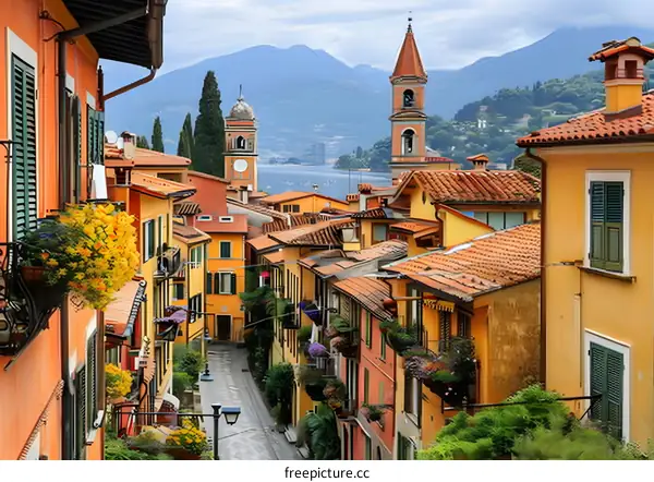 A narrow street in a small Italian town