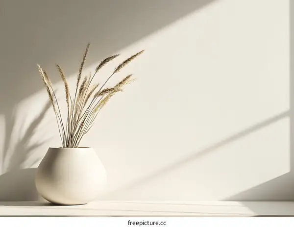 Minimalist Vase With Dried Wheat Grass