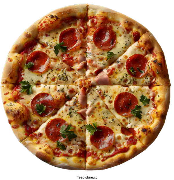 [Transparent Background PNG]Delicious Pepperoni Pizza on White Background
