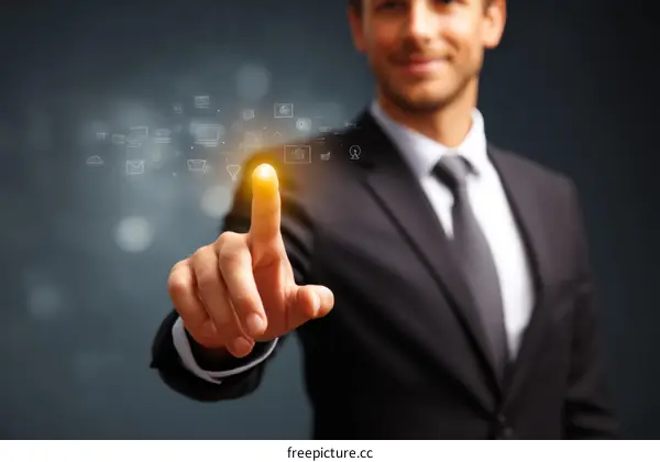 Businessman Touching Digital Interface