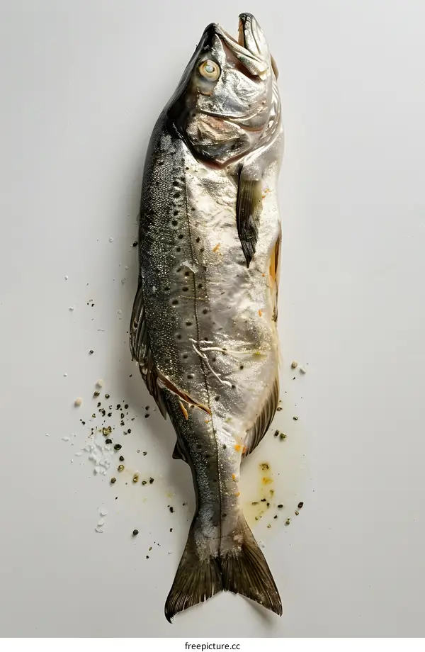 Whole Grilled Fish on White Background