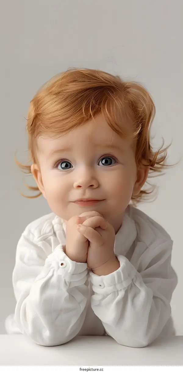 Portrait of a cute redheaded baby