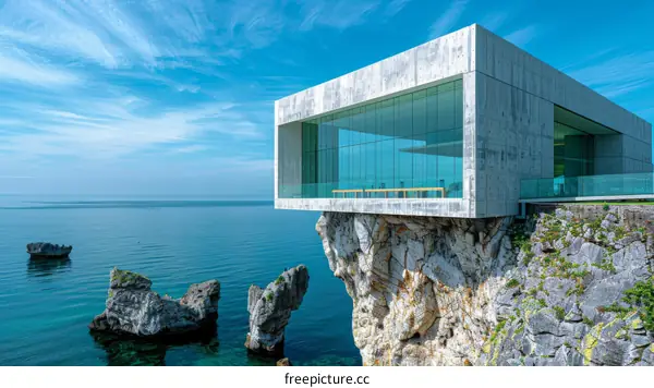 Modern Concrete Cliffside Home with Ocean Views