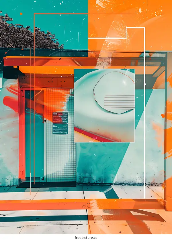 Orange and Teal Abstract Building Design