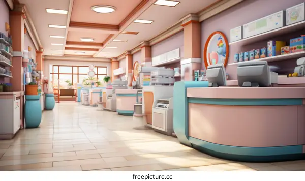 Supermarket Interior Illustration: A Visual Representation of Retail