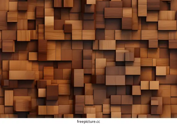 Brown Wooden Cube 3D Background