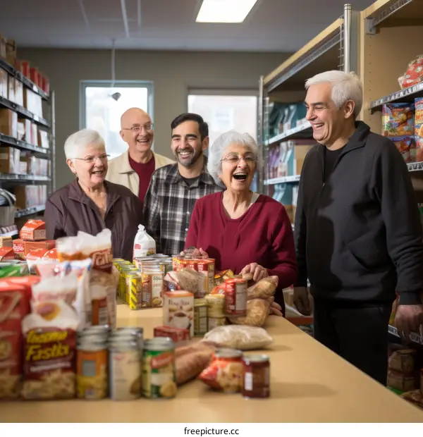 Group of volunteers at a food bank