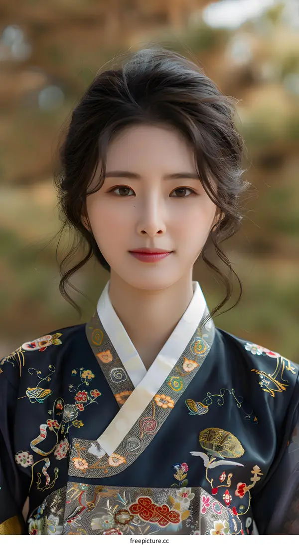 Portrait of a young woman in a hanbok