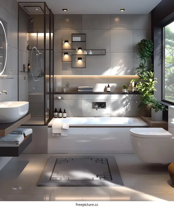 Modern and minimalist bathroom