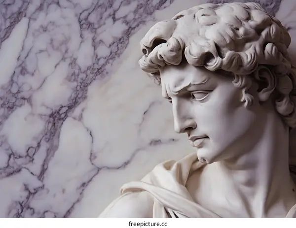 Marble Sculpture of a Man with a Sorrowful Expression