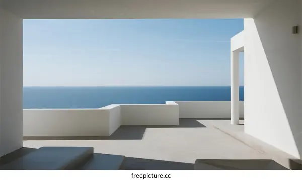 Minimalist White Building with Stunning Ocean View
