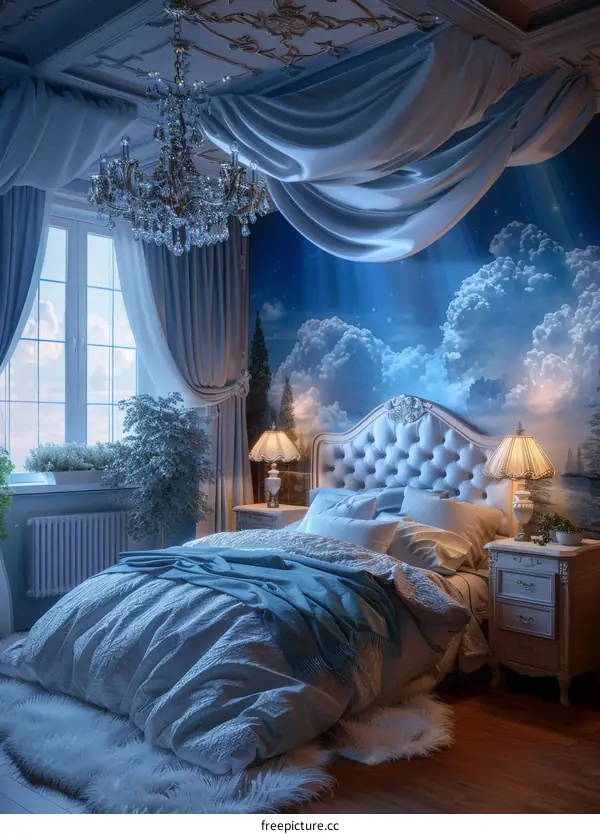 Romantic Bedroom Fantasy Illustrative Interior Design