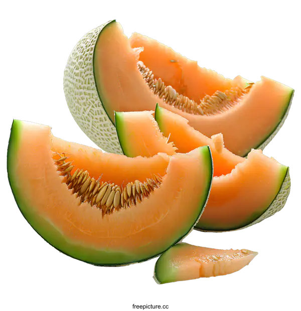 [Transparent Background PNG]A close-up image of a cut melon