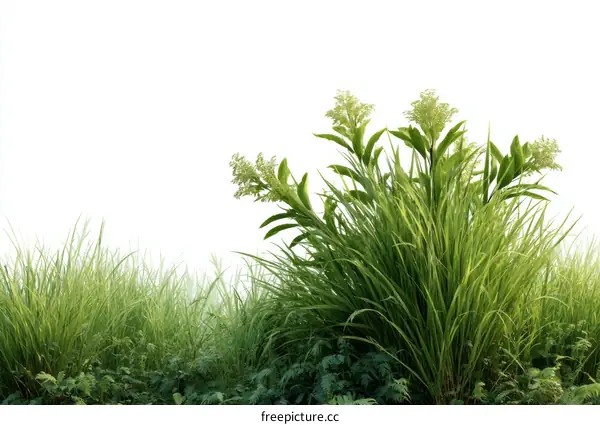 Green Grass and Plants Isolated Background