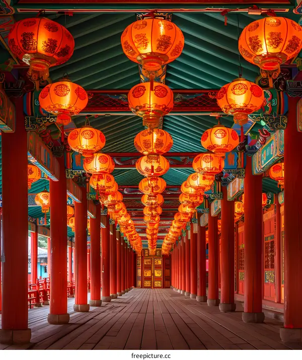Chinese style architecture with red lanterns