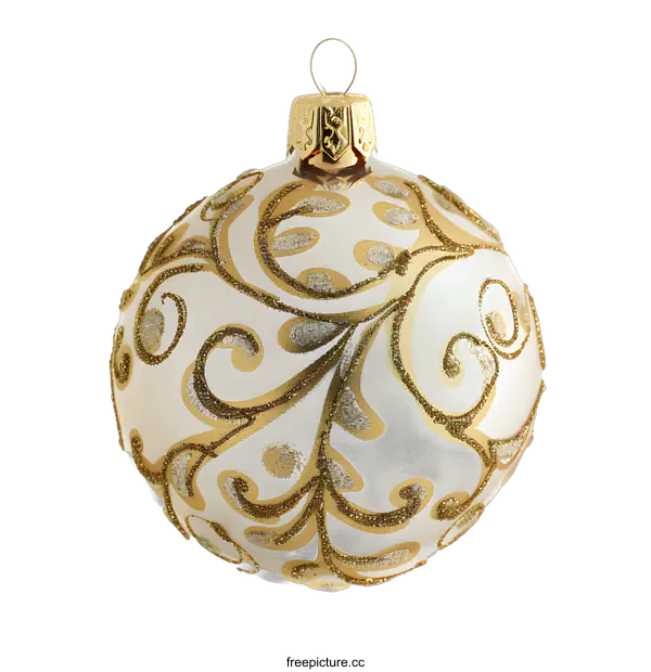 [Transparent Background PNG]White and Gold Christmas Ornament