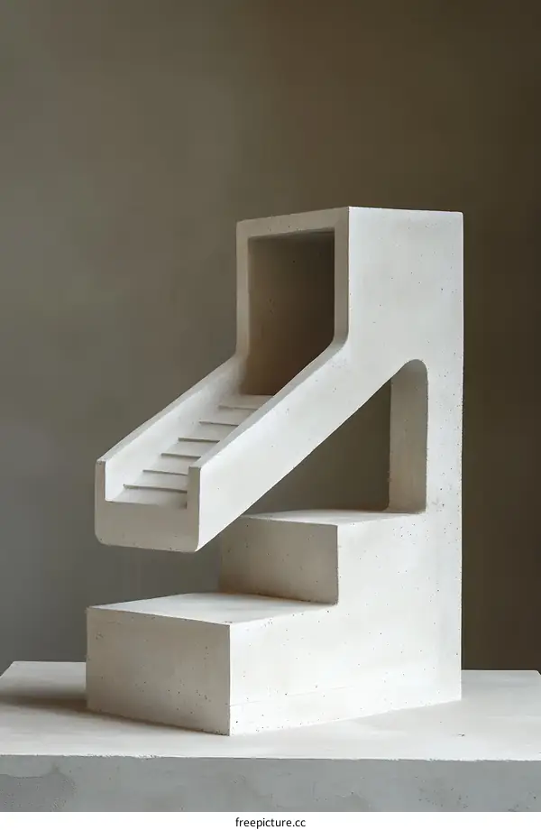 Abstract Modern Minimalist Architecture Staircase Model Concrete