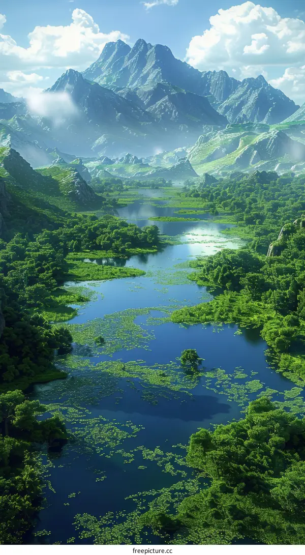 Mountain River Valley Landscape