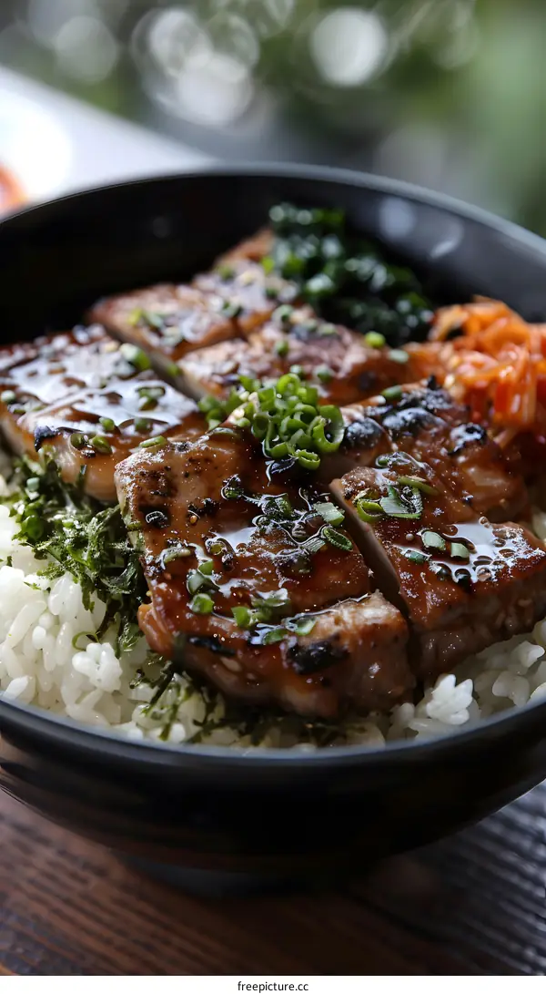 A delicious and healthy meal of grilled pork and rice