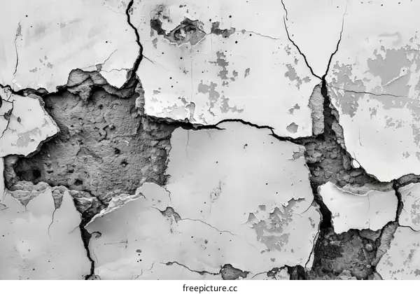 Black and white cracked concrete wall texture background
