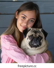 girl with pug