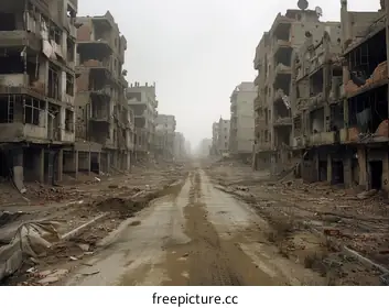 destroyed city