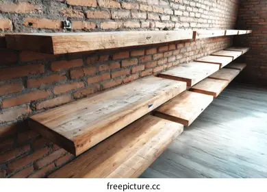 wooden shelves