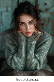 green sweater