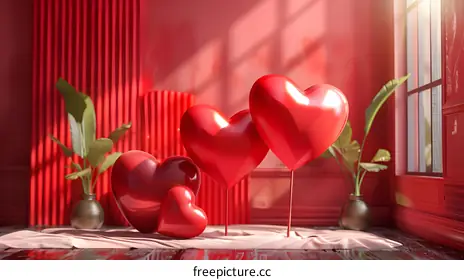red heart balloons